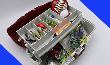 Box of fishing Bait and tackle