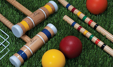 Croquet set on the ground